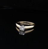 Vintage 0.30ct G VS Princess Cut Diamond 18k Gold Ring Size K Val $4305