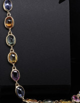 Vintage 18k Gold 19 x Rim Set Multi Colour Sapphires 22cm Bracelet Val $5820