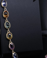 Vintage 18k Gold 19 x Rim Set Multi Colour Sapphires 22cm Bracelet Val $5820