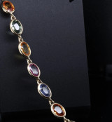 Vintage 18k Gold 19 x Rim Set Multi Colour Sapphires 22cm Bracelet Val $5820