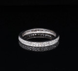 Vintage 14k White Gold Diamonds All The way Around Dress Ring Size O Val $3310.