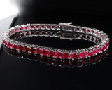 14.70ct Ruby 14ct White Gold Tennis Bracelet 18cm Long Val $16860.