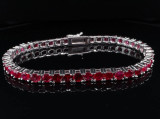 14.70ct Ruby 14ct White Gold Tennis Bracelet 18cm Long Val $16860.