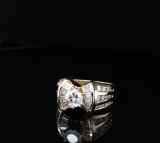 A Vintage 14K Gold 1.60cttw H Diamond Set Ring Size M1/2 Val $10550