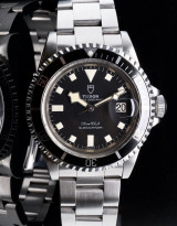 Vintage 1980 Tudor Submariner Black Snowflake Date Watch Ref 9411/0