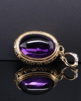 Vintage 14ct Yellow Gold Cabochon Cut Amethyst Enhancer Pendant Val $2980