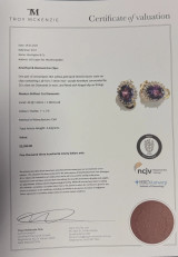 Vintage 14ct Yellow Gold 9mm Amethyst & Diamond Halo Ear Clips Val $5390