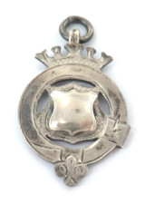 1911 English Sterling Silver "Kings Crown" Unengraved FOB.