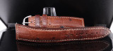 Auth. Jaeger-LeCoultre Brown Ostrich Leather 19mm/ 16mm Wristwatch Strap