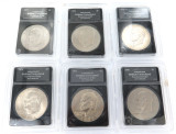JOB LOT !! 6 x USA Eisenhower UNC $1 / 1971 - 1978. Slabbed