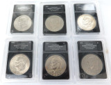 JOB LOT !! 6 x USA Eisenhower UNC $1 / 1971 - 1978. Slabbed
