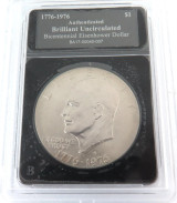 1776 - 1976 USA Eisenhower UNC $1 / 40% Silver. Slabbed
