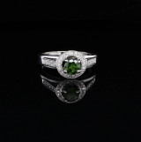 Vintage Diopside & Diamond 14k White Gold Ring Size N Val $5805