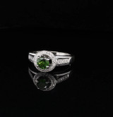Vintage Diopside & Diamond 14k White Gold Ring Size N Val $5805