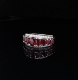 Vintage 14k White Gold Ruby Set London Bridge Ring Size M Val $7930