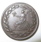 High Grade England 1813 1/2 Penny Conder Token. Lion Facing Left, Rule Britannia