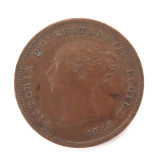 1843 English QV Half Farthing 2.4 grams 17mm. Nice Grade