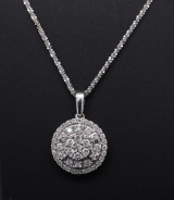 Vintage 10K White Gold 0.60ct Diamond Cluster Sliding Pendant & Chain Val $3560