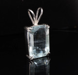 Vintage 42.7ct Aquamarine Handmade Silver Pendant Val $28455