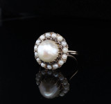 Vintage 14K Yellow Gold 9.0mm Cultured Pearl Cluster Ring size F1/2 Val $3495