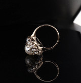 Vintage 14K Yellow Gold 9.0mm Cultured Pearl Cluster Ring size F1/2 Val $3495