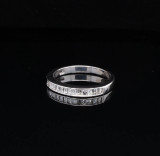 Vintage 0.32ct Baguette Diamond 18K White Gold Band Ring Size J1/2 Val $3950