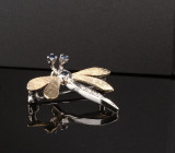 A Charming 18ct Two Tone Gold Dragonfly Sapphire & Diamond Set Brooch Val $2550