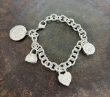 Tiffany & Co .925 Sterling Silver 23cm Chain Charm Bracelet