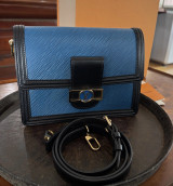 Auth LOUIS VUITTON Blue Dauphine MM Epi Leather Shoulder / Hand Bag M56269