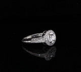 Vintage 14K White Gold 0.67ct H Vs-Si Diamond Halo Ring Size I1/2 Val $4940