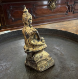 18th-19th Century Burmese Inwa Period (Ava) 14cm Gilt Bronze Buddha & Bodhi Tree