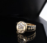 Antique Dated 1882 Old Cut Diamond 18k Gold Victorian Mourning Ring Sz R 6.42g