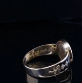 Antique Dated 1882 Old Cut Diamond 18k Gold Victorian Mourning Ring Sz R 6.42g