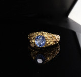 Vintage Blue Ceylon Sapphire Yellow Gold Ring Size J Val $9130