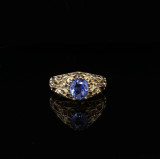 Vintage Blue Ceylon Sapphire Yellow Gold Ring Size J Val $9130