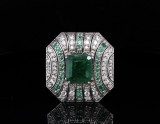 Vintage 5.12ct Emerald Deep Green & 1.50ct Diamond Set 18k Gold Ring Val $45180