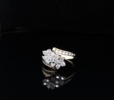 Vintage 0.79ct Diamond Set 14K Yellow Gold Cluster Ring Size L Val $4650