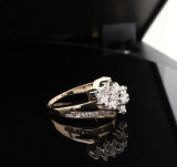 Vintage 0.79ct Diamond Set 14K Yellow Gold Cluster Ring Size L Val $4650