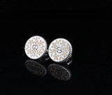 Auth Gucci Blooms 18k White Gold & Enamel 10.7mm Earrings in Original Box 3.69g