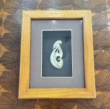 New Zealand artist: Kerry Thompson Framed Carved Bone Art c.2010