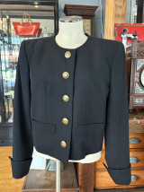Rare Vintage 1990s Yves Saint Laurent Rive Gauche Black Blazer Sz 38