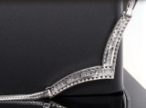 An Incredible Vintage 1.94ct Diamond Set 14k White Gold V Necklace Val $11150