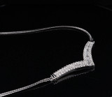 An Incredible Vintage 1.94ct Diamond Set 14k White Gold V Necklace Val $11150