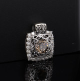 Vintage 1.52ct Cognac Diamond 14K White Gold Sliding Pendant Val $11120