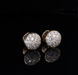 A Pair Of Diamond Set 18k Yellow Gold Stud Earrings 1.14 cttw F-G Vs Val $6450