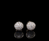 A Pair Of Diamond Set 18k Yellow Gold Stud Earrings 1.14 cttw F-G Vs Val $6450
