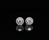 A Pair Of 1.80cttw Diamond Set 14k White Gold Stud Earrings Val $8450