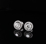 A Pair Of 1.80cttw Diamond Set 14k White Gold Stud Earrings Val $8450