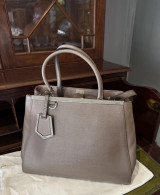 Auth. Fendi Patent Vitello Leather Medium Elite 2 Way Tote Bag