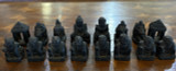 Antique 19th Century Burmese/ Myanmar Sittuyin Bone & Black Lacquer Chess Set